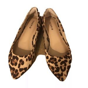 Torrid leopard print faux suede pointed toe flats